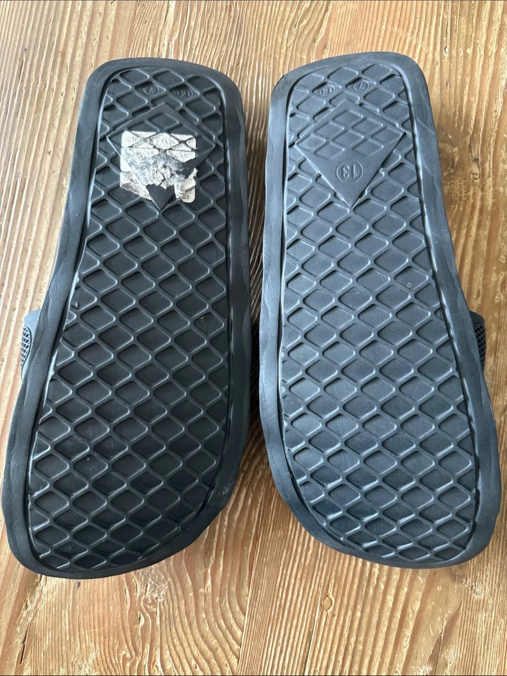 True Religion Black Slides with Gold Lettering